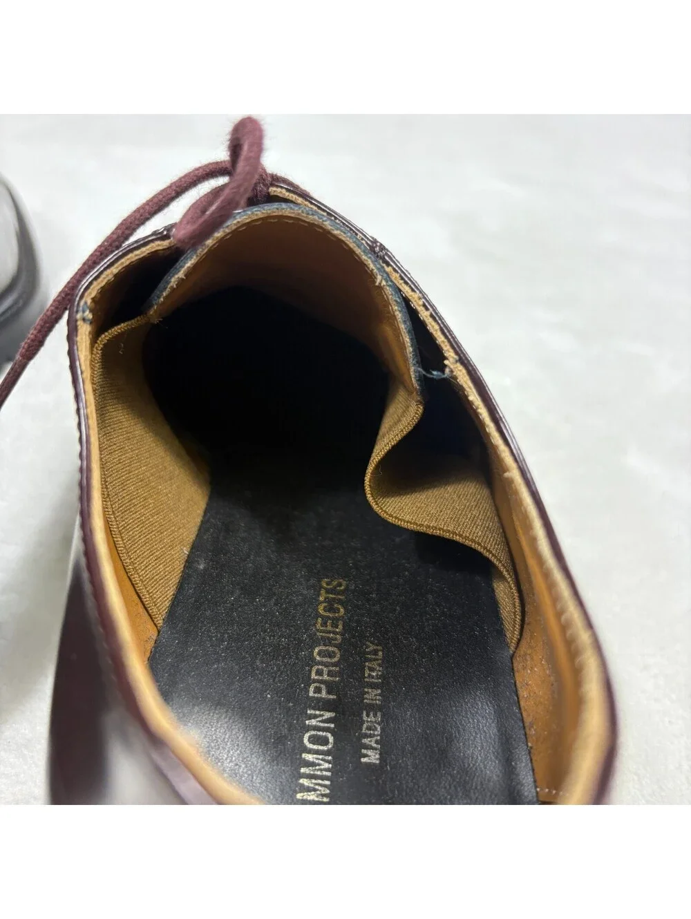Common Projects 2321 EU 42 Burgundy Leather Derby Lug Sole Shoes Made Italy